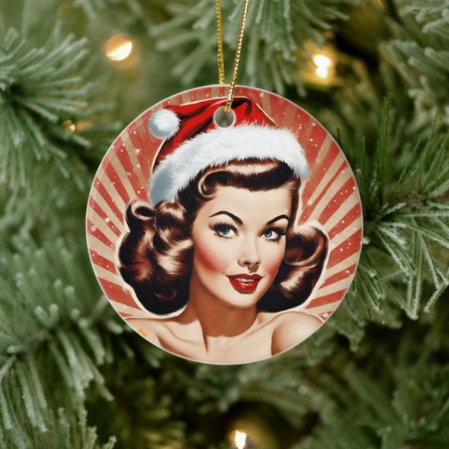 Décoration En Céramique Retro Pin Up Fille Noël (Arbre)