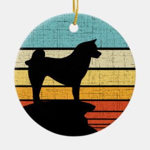 Décoration En Céramique Retro Vintage Akita Chien Chien Chiot Propriétaire