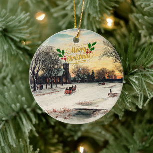 Décoration En Céramique Réveillon de Noël 1889, Joyeux Noël !