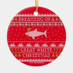 Décoration En Céramique Rêver d'un grand pull blanc Noël rouge moche