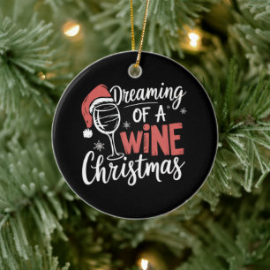 Décoration En Céramique Rêver d'une fête de Noël au vin, humour sur la boi