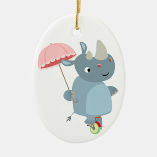 Décoration En Céramique Rhino avec parapluie sur l'ornement monocycle