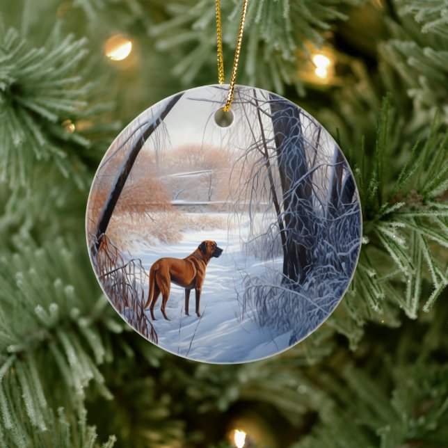 Décoration En Céramique Rhodesian Ridgeback Laisser Neige Noël (Arbre)