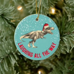 Décoration En Céramique Riant tout le long de la citation T. rex Père Noël