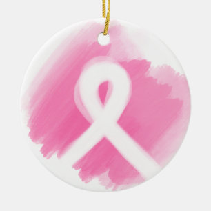 Décoration En Céramique Ribbon de sensibilisation au cancer du sein Aquare