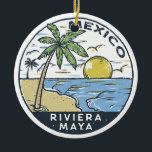 Décoration En Céramique Riviera Maya Mexique Vintage<br><div class="desc">Riviera Maya vectoriel design. La Riviera Maya est une bande côtière des Caraïbes située sur la péninsule du Yucatán,  au nord-est du Mexique.</div>