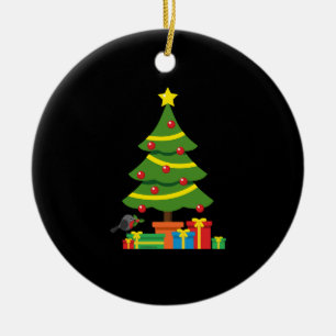 Décoration En Céramique Robin Et Coloré Présents Sous Arbre De Noël
