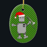 Décoration En Céramique Robot Trombone Santa Hat<br><div class="desc">Un robot portant un casquette Père Noël et tenant un trombone est un drôle de design cadeau pour les musiciens en laiton,  les professeurs de musique et les élèves de l'école en concert et en groupe de marche à Noël.</div>