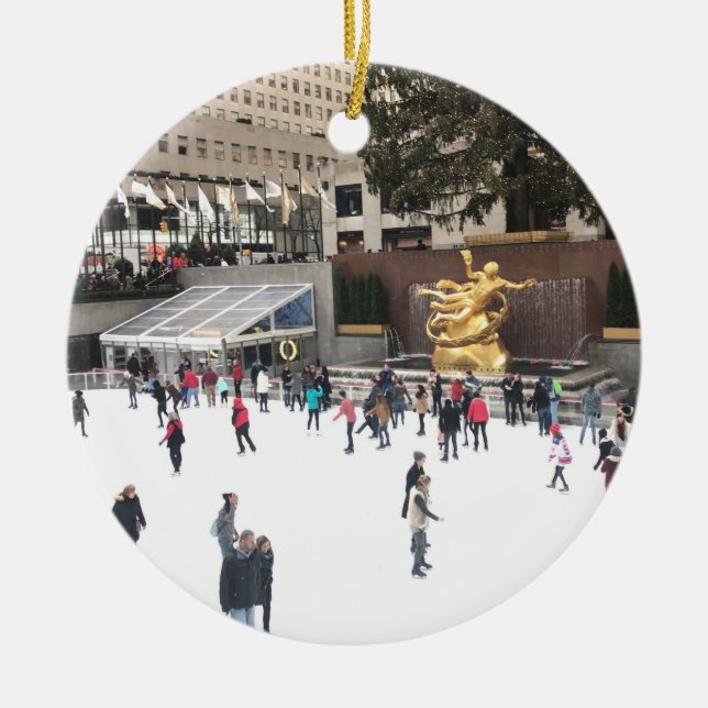 Décoration En Céramique Rockefeller Centre patinoire patinoire NYC Photogr (Devant)