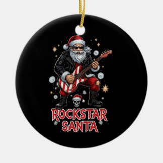 Décoration En Céramique Rockstar Santa Ceramic Ornament