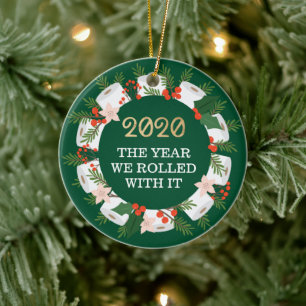 Décoration En Céramique Rollé Avec Il Drôle Toilette Papier de Noël Wreath