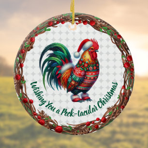 Décoration En Céramique Rooster dans un pull moche Sweater amusant Peck-ta