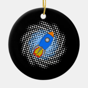 Décoration En Céramique Roquette De Dessin Avec Galaxie De Halftones