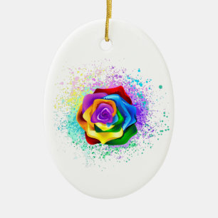 Décoration En Céramique Rose arc-en-ciel colorée