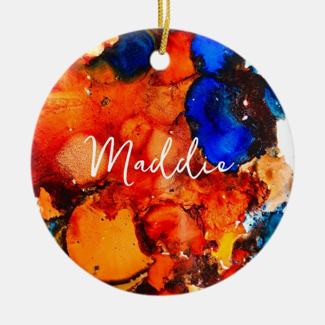 Décoration En Céramique Rose d'art abstrait orange rouille (Devant)