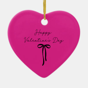 Décoration En Céramique Rose fluo l'arc noir Saint Valentin