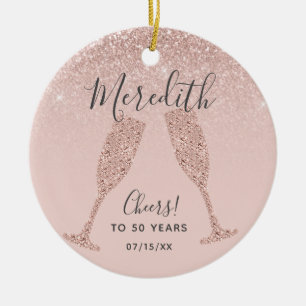 Décoration En Céramique Rose Gold Blush 50th Birthday with Date of Birth