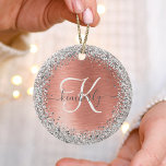 Décoration En Céramique Rose Gold brossé Parties scintillant métallique No<br><div class="desc">Personnalisez facilement ce design ornemental chic branché avec une jolie parties scintillant brillante en argent sur un arrière - plan métallique brossé en or rose.</div>