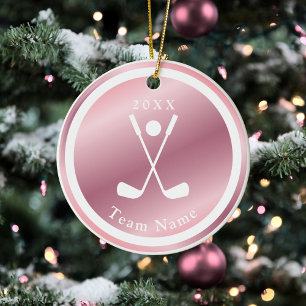 Décoration En Céramique Rose Gold Girls Golfer Golf Thème Nom et année Ros