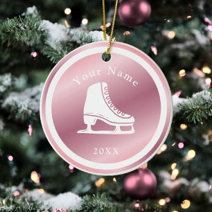 Décoration En Céramique Rose Gold Girls Patinage sur Glace Thème Nom & Ann