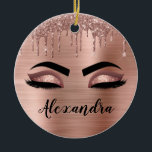 Décoration En Céramique Rose Gold Glitter Sparkle Eyelashes Monogram<br><div class="desc">Rose Gold Faux Foil Metallic Sparkle Parties scintillant en métal brossé Monogramme Nom et cils initiaux (cils), Extensions Eyelash et yeux bleu rose ornement de Noël. Le design fait le cadeau parfait pour 16 ans, mariage, douche nuptiale, anniversaire, baby shower ou bachelorette pour quelqu'un à la recherche d'un style cool...</div>