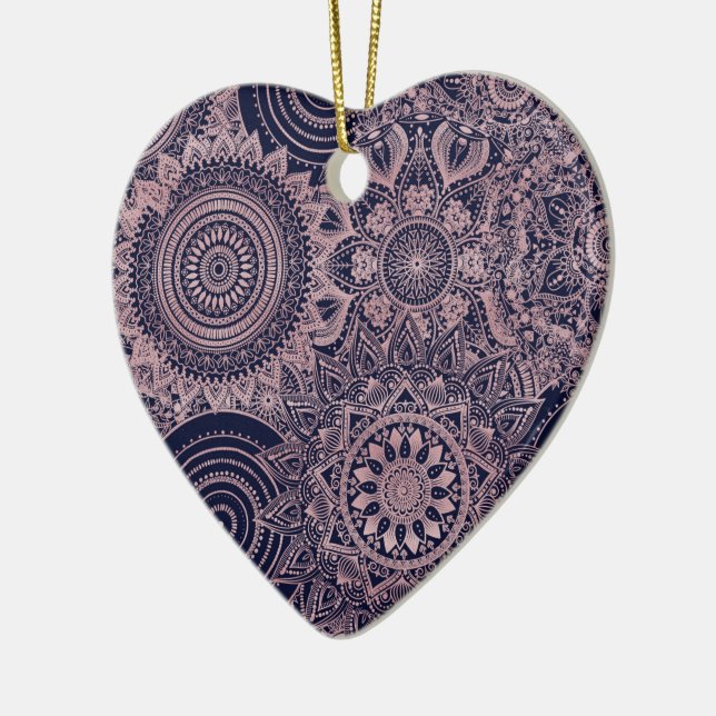 Décoration En Céramique Rose Gold Mandala Collection Blue Design (Gauche)