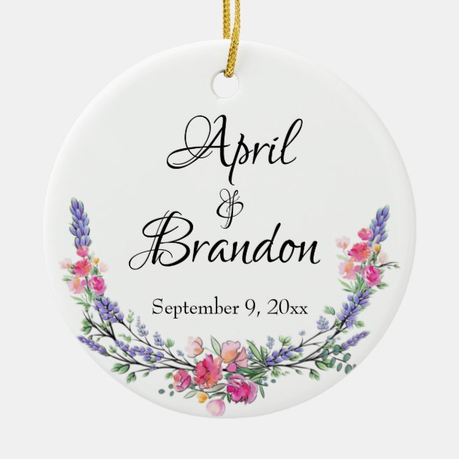 Décoration En Céramique Rose jaune lavande et Eucalyptus (Devant)