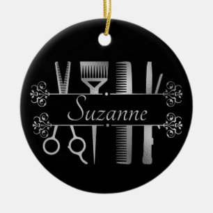 Décoration En Céramique Rose personnalisé cheveux Gold Styliste Coiffeur