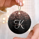 Décoration En Céramique Rose personnalisé Parties scintillant or noir Étin<br><div class="desc">Personnalisez facilement cette décoration élégante et branchée avec une jolie parties scintillant brillante or rose sur un arrière - plan métallique brossé noir.</div>
