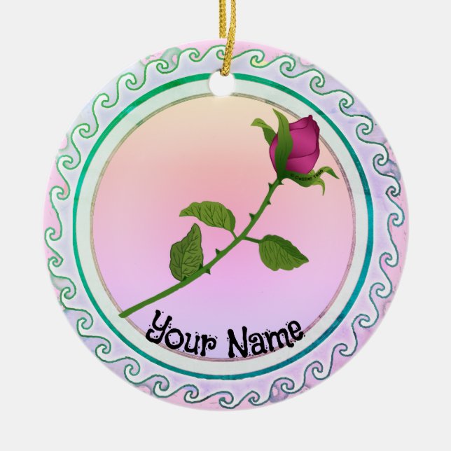 Décoration En Céramique Rose rouge (Devant)