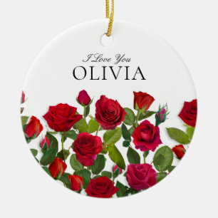 Décoration En Céramique Rose Rouge Moderne Minimaliste Je T'Aime