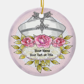 Décoration En Céramique Roses caducée infirmière