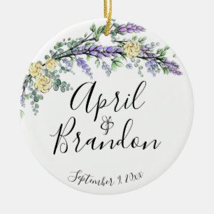 Décoration En Céramique Roses jaune lavande et Eucalyptus