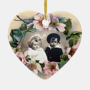 Décoration En Céramique Roses SAUVAGES AVEC MODÈLE PHOTO DE MONOGRAMME GEM