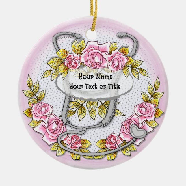 Décoration En Céramique Roses Stethoscope nurse ornament (Devant)