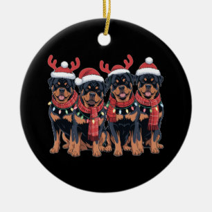 Décoration En Céramique Rottweiler Chien Noël Noël Noël Noël Famille Papa 
