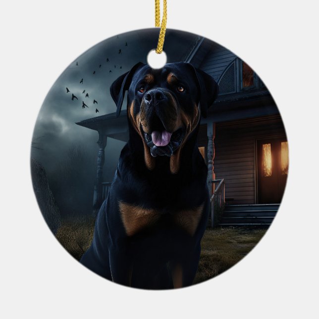 Décoration En Céramique Rottweiler Halloween Épouvantable (Devant)