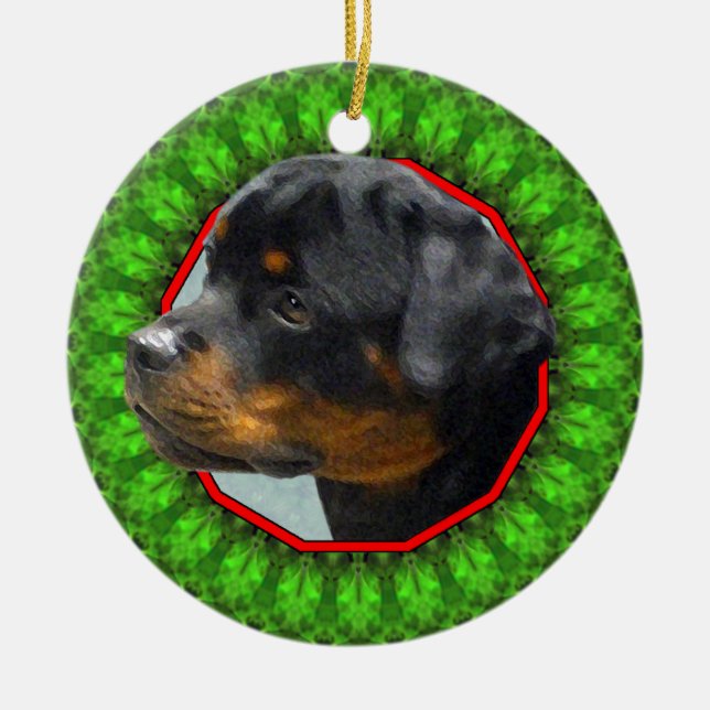 Décoration En Céramique Rottweiler Howliday heureux (Devant)