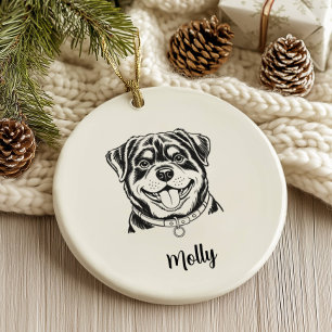 Décoration En Céramique Rottweiler Personnalisé pour Noël