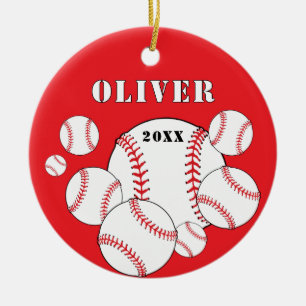 Décoration En Céramique Rouge Baseball Sports Enfants Souvenir Noël