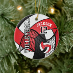 Décoration En Céramique Rouge, blanc et noir Personnalisez le 🏐 de volley<br><div class="desc">⭐ ⭐ ⭐ ⭐ 5 Star Review. 🥇 UN DESIGN D'ART ORIGINAL DE DROIT D'AUTEUR DE Donna Siegrist SEULEMENT DISPONIBLE SUR ZAZZLE! Volley-ball 🏐 Joueur Sport Ornement de Noël. Impressionnez votre joueur de volley-ball avec ce design do-it-yourself nom dans un design pointu ROUGE, BLANC ET NOIR. Un grand cadeau pour...</div>