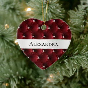 Décoration En Céramique Rouge Chaud Luxe Noël Velours Fausse