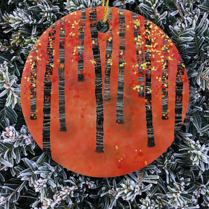 Décoration En Céramique Rouge de la forêt de Birch