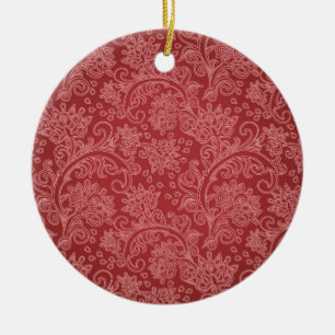 Décoration En Céramique Rouge Paisley Damask Designer Floral Classic
