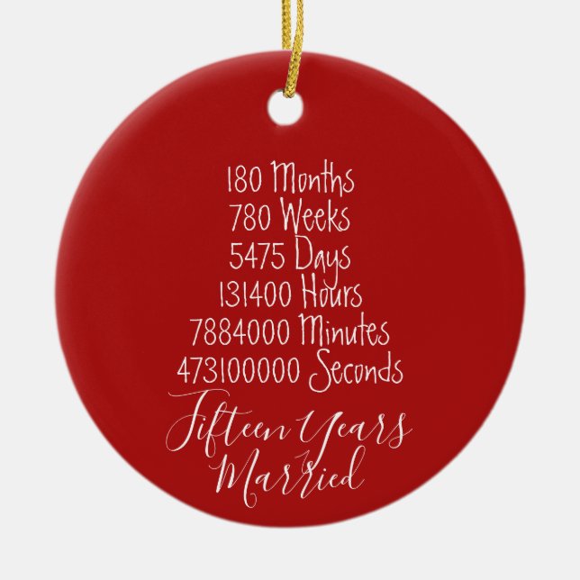 Décoration En Céramique Rouge Quinzième Anniversaire 15ème (Devant)