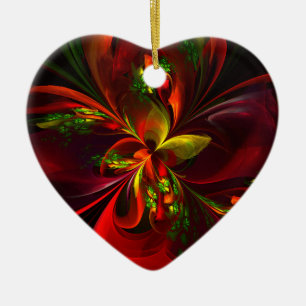 Décoration En Céramique Rouge vert moderne Floral Abstrait Art Motif #05