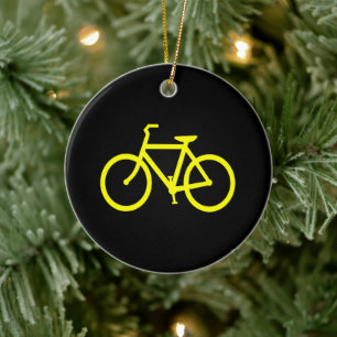 Décoration En Céramique Route de Vélo Noir et Jaune
