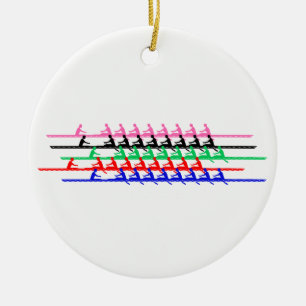 Décoration En Céramique Rowers de course d'équipage - Jusqu'à cinq bateaux