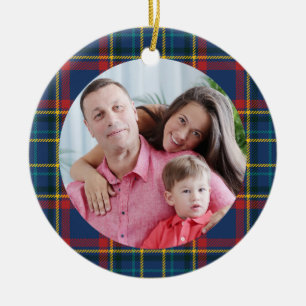 Décoration En Céramique Royal Blue Scottish Tartan, rouge & autres rayures