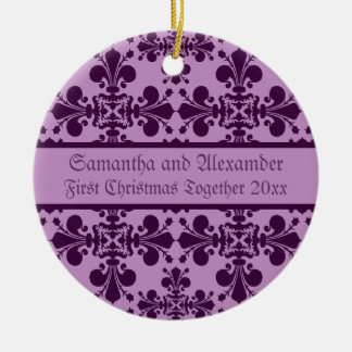 Décoration En Céramique Royal Damask violet lavande premier Noël
